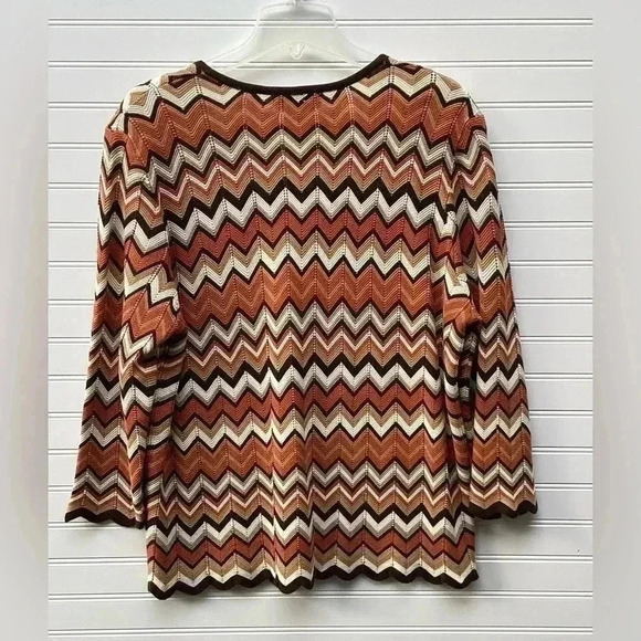 Alfred Dunner Shades of Brown Chevron Strip Wool Blend Woman's Sweater Top Sz XL - Picture 5 of 8